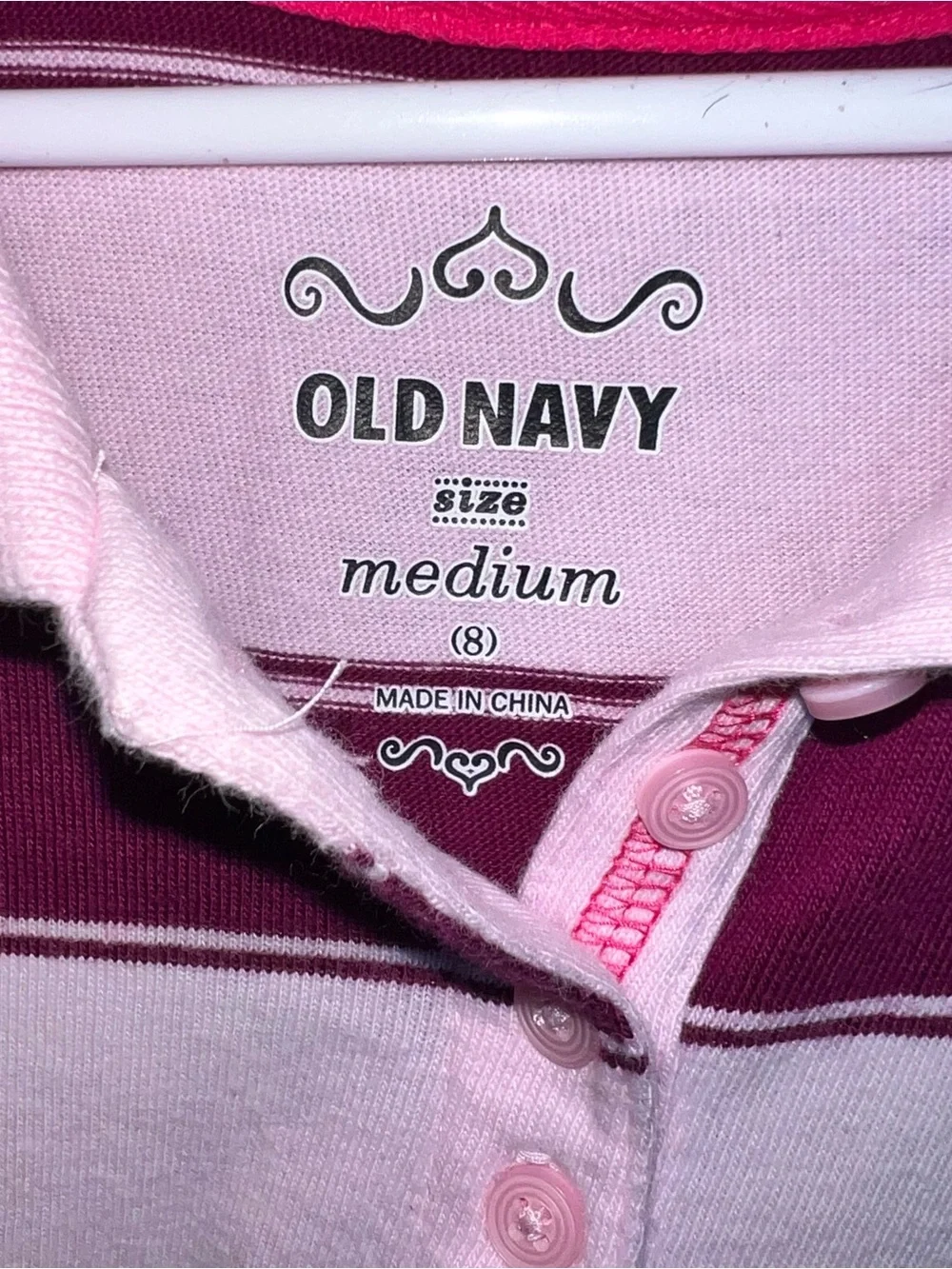 Old Navy Pink & Burgundy Striped Polo Dress